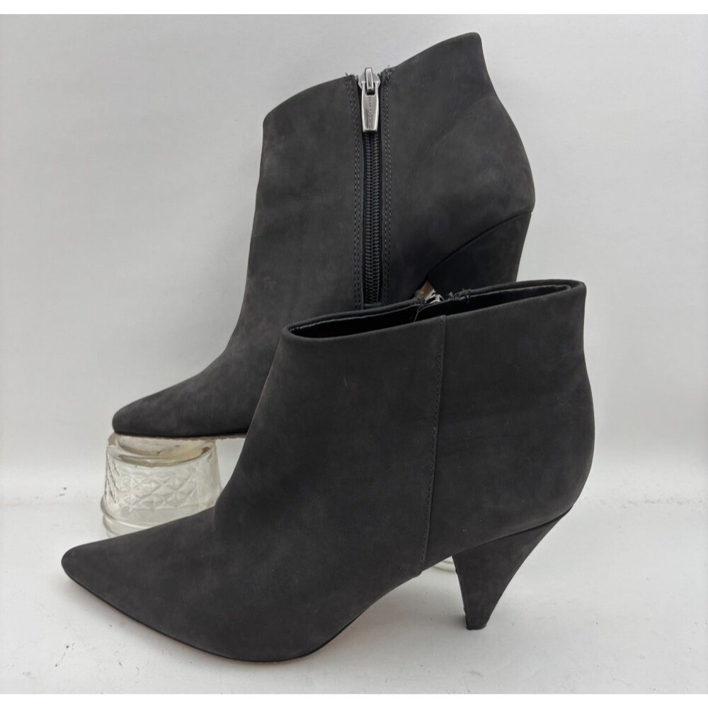 Vince Camuto Women's Size 8 M Black Suede Pointed Toe Ankle Boots Cone Heel
